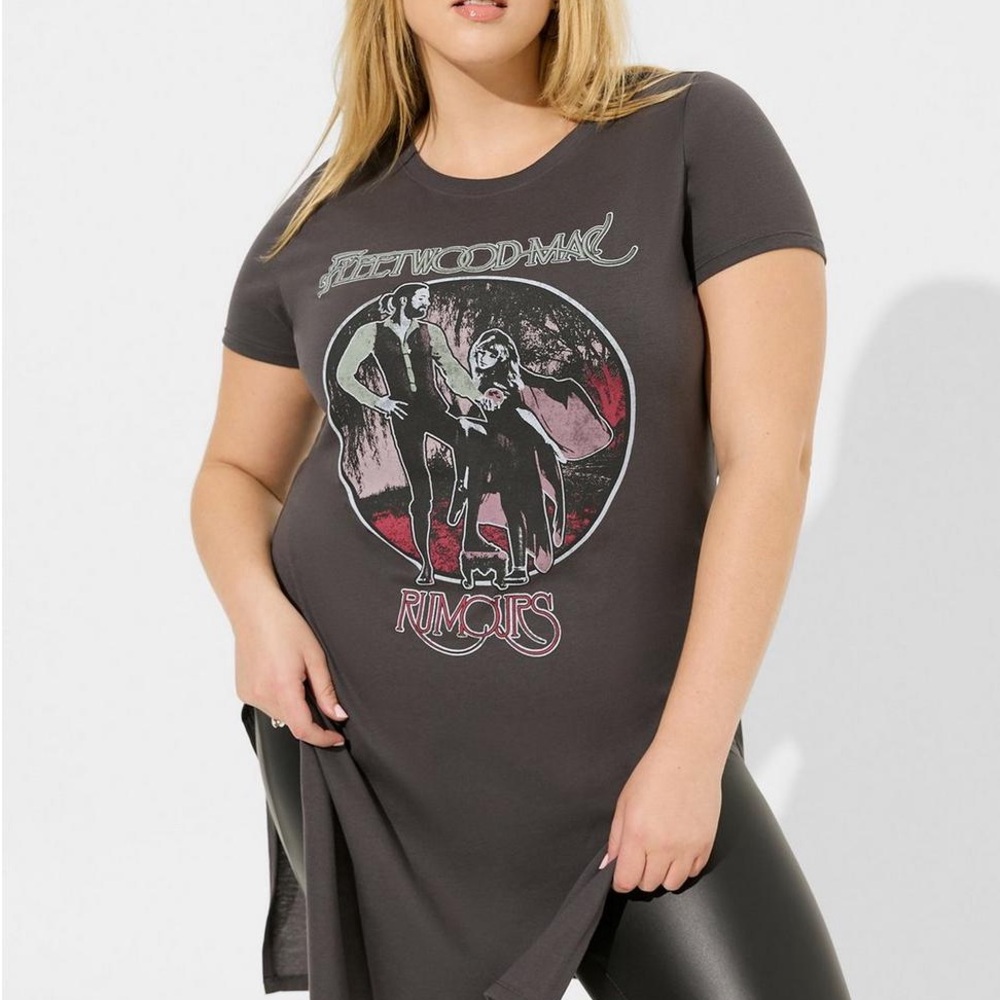 Fleetwood Mac Split Tunic Tee - Cotton Vintage Black 3x